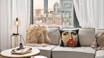 TV, fireplace, books, offices