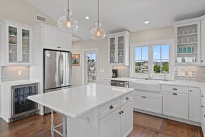 Fridge, microwave, oven, stovetop - "Arlo's Oasis" 4 Bedroom, 4.5 Bathroom Second Row Home w/ PRIVATE POOL! (Holden Beach)