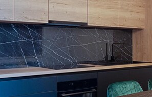 Fridge, microwave, oven, dishwasher