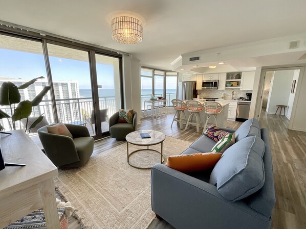 Condo, 3 Bedrooms | Living area | Smart TV - 1703 Brighton, Newly Remodeled Condo With Full Access! 3 Bedroom Condo (Myrtle Beach)