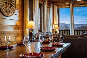 Dining - Stunning views! 6-bedroom cabin w/arcade, pool table, hot tub, foosball & more! (Sevierville)