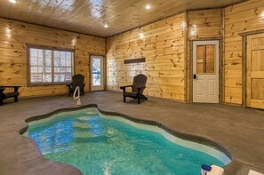 Indoor pool - New cabin with private pool, views, hot tub, arcades, foosball, and charm! (Sevierville)