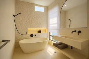 Deluxe Condo, 2 Bedrooms | Bathroom | Free toiletries, bathrobes, towels, soap - Samstiti Pool Suites Bingin Beach (Pecatu)
