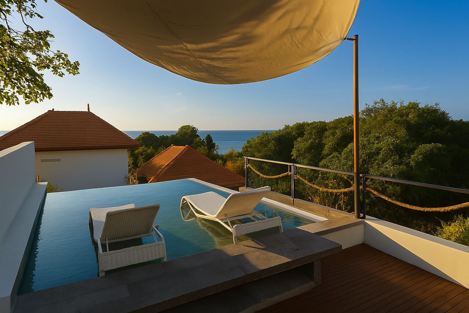 Deluxe-Penthouse, 1 Schlafzimmer, eigener Pool, Meerblick | Eigener Pool