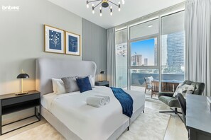 Deluxe Apartment, 1 Bedroom, Balcony | 1 bedroom, in-room safe, desk, laptop workspace - bnbme | Bloom Heights | 1 BDR (Dubai)