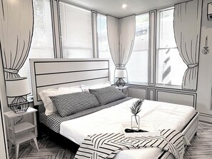 Escritorio, tabla de planchar con plancha, wifi gratis y ropa de cama