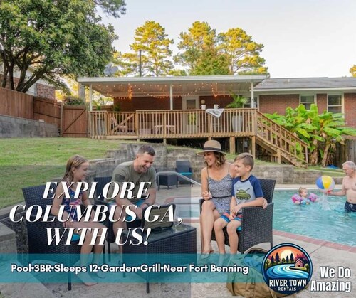 Pool•3BR•Sleeps 8•Garden•Grill•Near Fort Benning