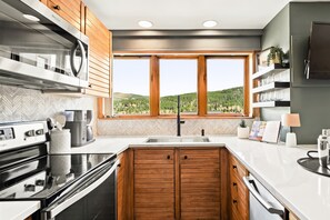 Fridge, microwave, oven, stovetop - Ski in/Out Central Condo Hot Tubs and Amenities (Breckenridge)