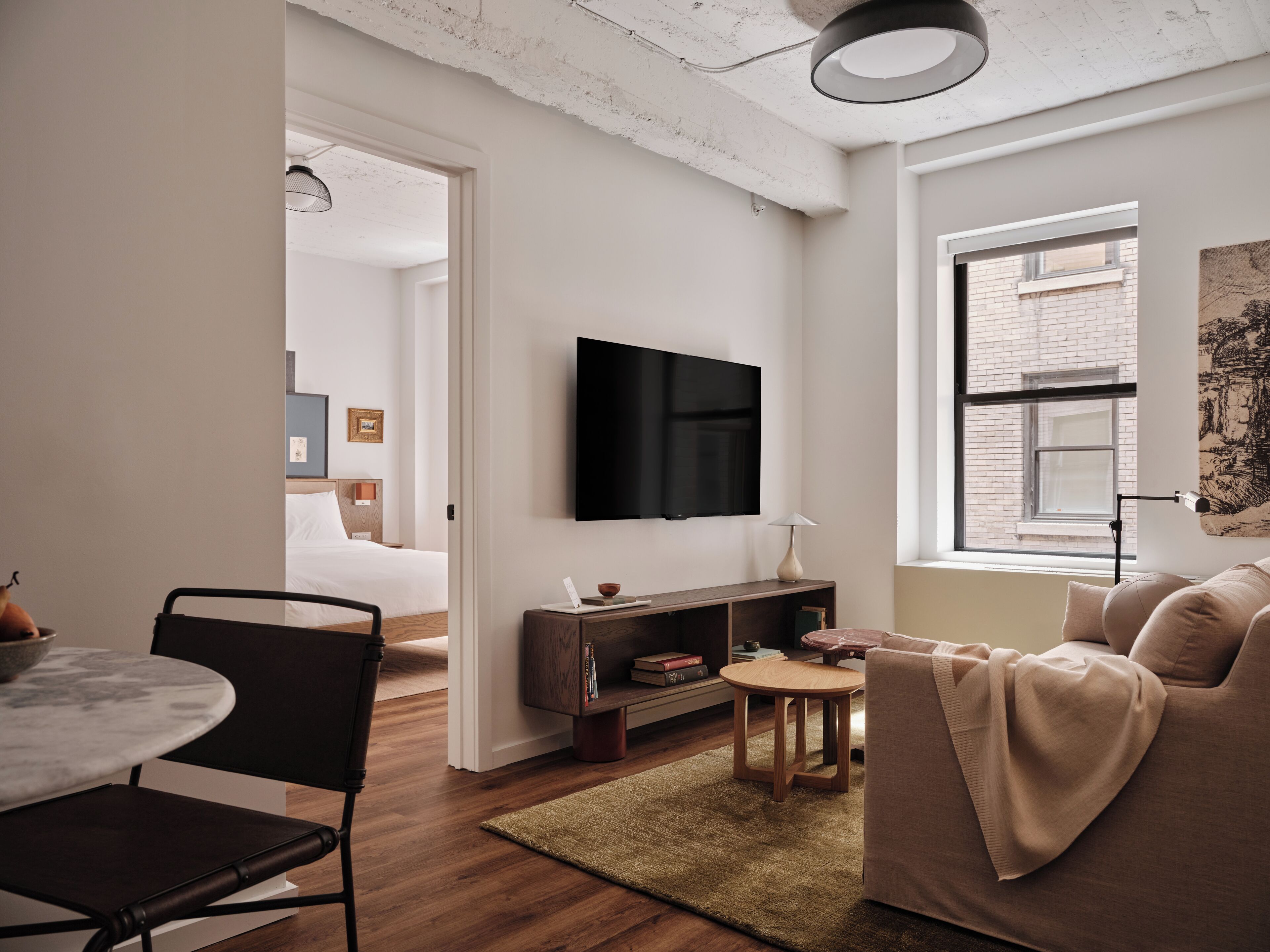 55-inch flat-screen TV with digital channels, streaming services