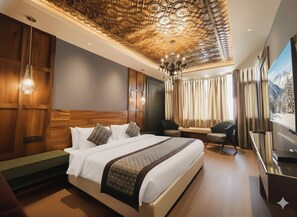 Deluxe Double Room, 1 King Bed, Private Bathroom, Courtyard View | Minibar, in-room safe, laptop workspace, soundproofing - Paradise Premium (Srinagar)