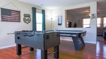 Foosball or air hockey in our game room!