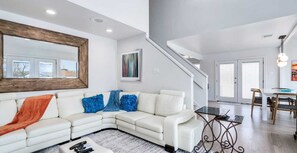 Family House, Courtyard View | Living area | 55-inch Smart TV with digital channels - Hot Tub Pool Gameroom Guesthouse On 5A (Manor)