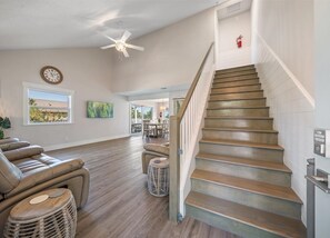 Smart TV, video games, DVD player, foosball