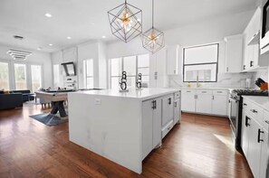 Fridge, coffee/tea maker, electric kettle, high chair