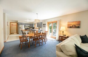 Smart TV, fireplace, video games, DVD player