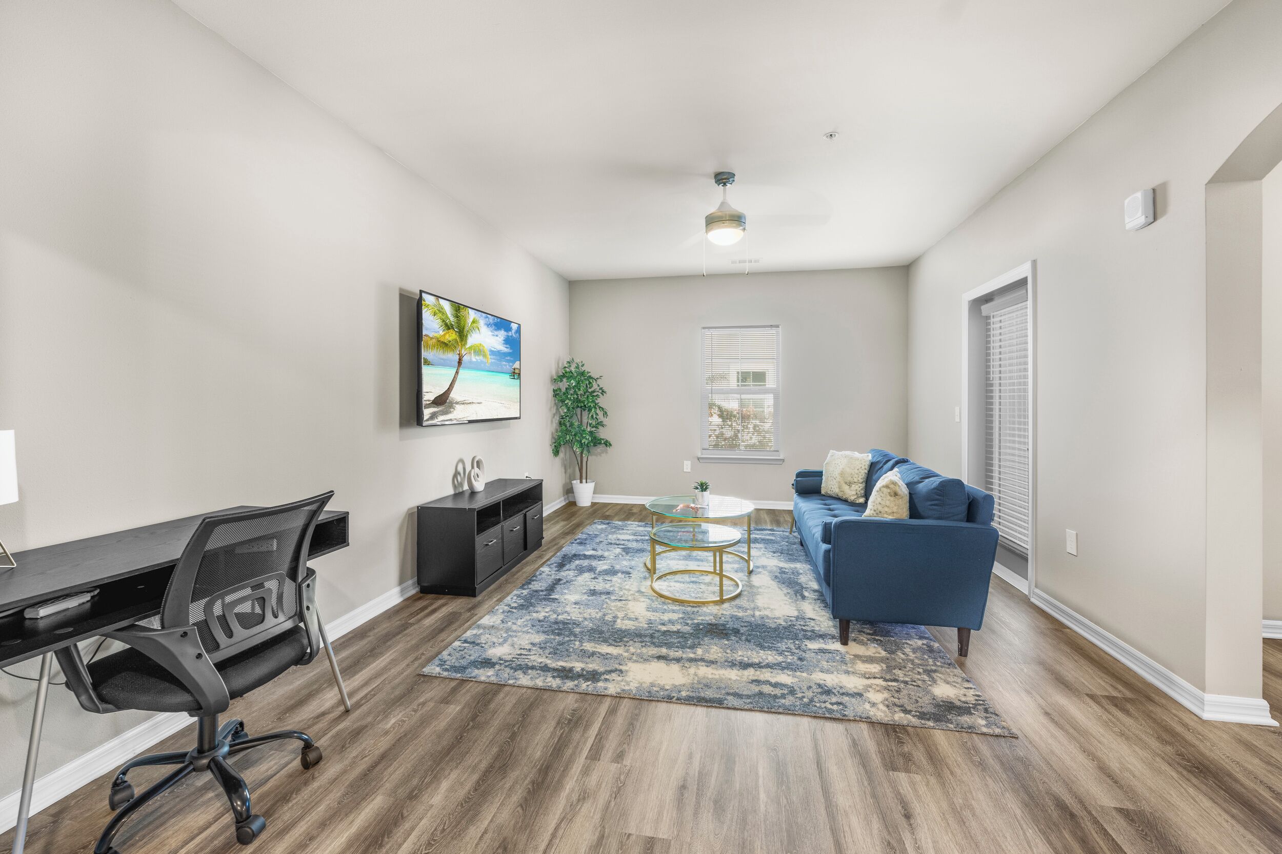 Smart TV, fireplace, foosball, table tennis