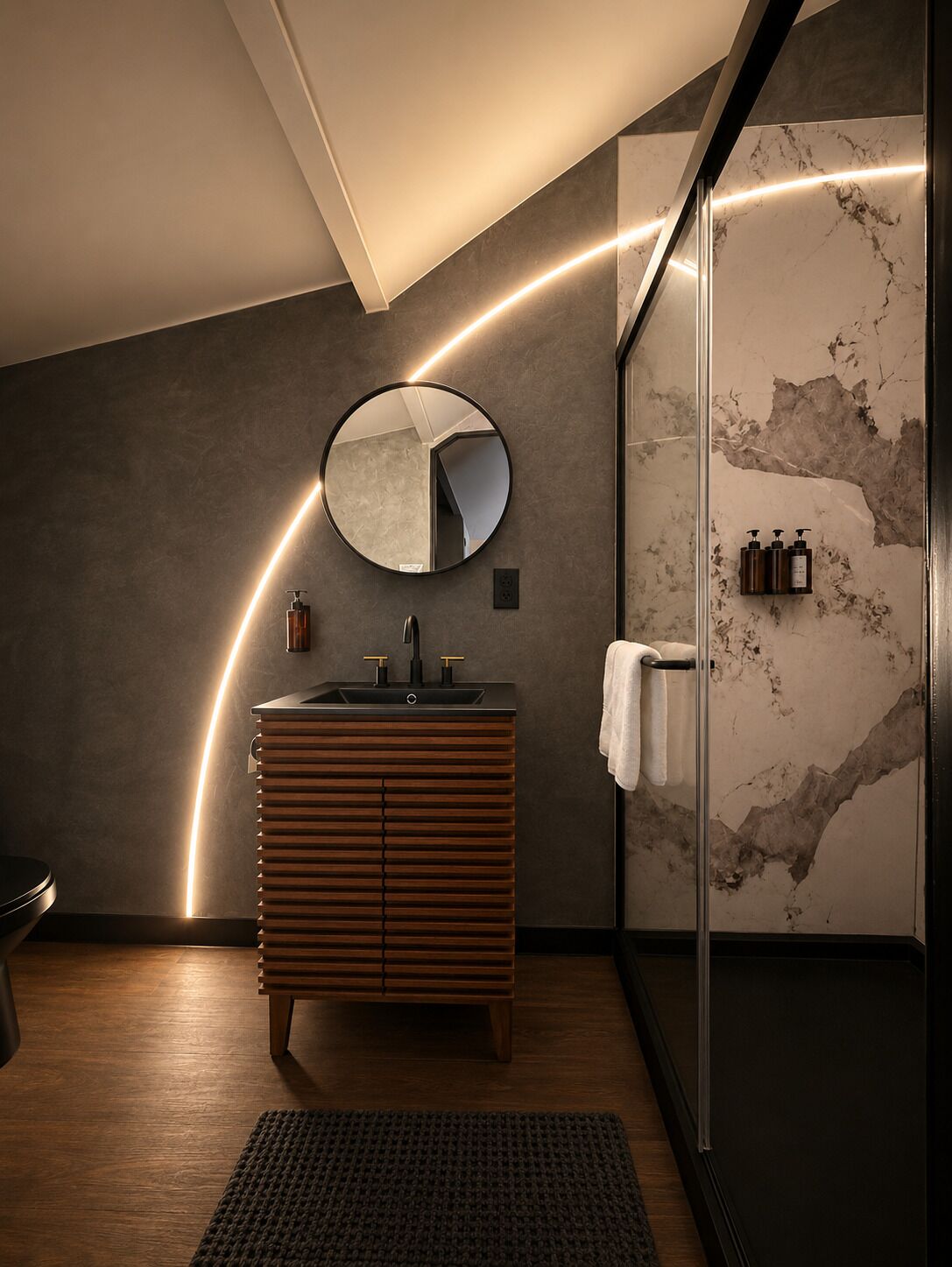 Cabane Élite, 1 très grand lit, non-fumeurs, sauna | Salle de bain | Douche, douche à « effet pluie », sèche-cheveux, serviettes fournies
