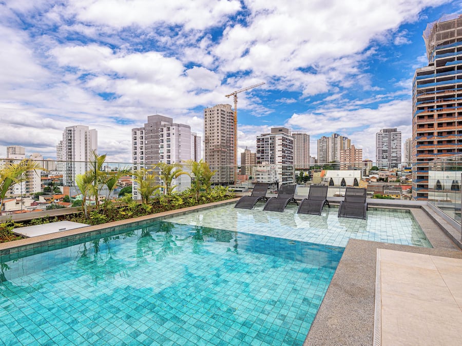 Outdoor pool, pool loungers