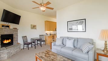 TV, fireplace
