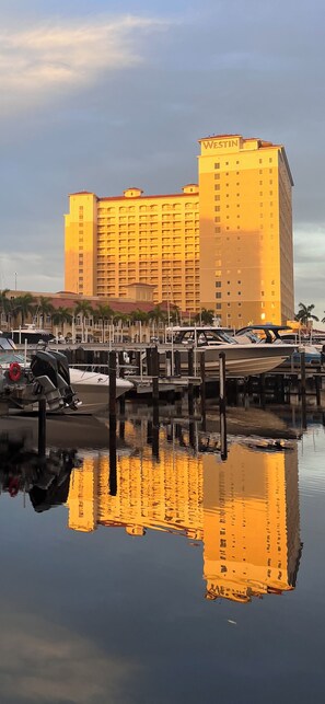 Located near the marina, this hotel offers stunning views of the water.