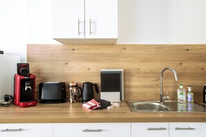 Fridge, microwave, oven, stovetop - Newly renovated 3-bedroom apartment in Colmar historical center (Colmar)