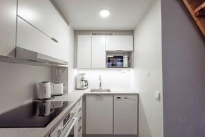 Apartment, 1 Bedroom, Sauna, Slope side (loft) | Private kitchen | Fridge, microwave, stovetop, toaster