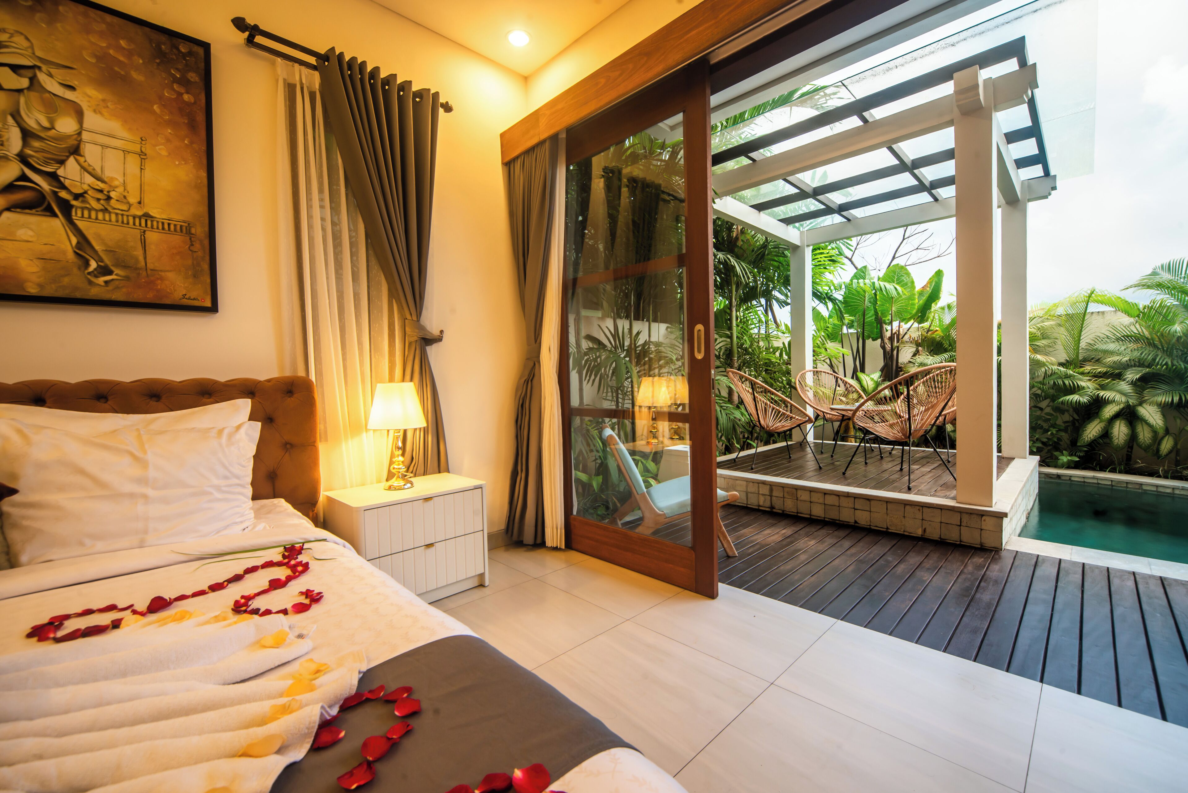 Deluxe villa, 3 slaapkamers, balkon, uitzicht op bergen | Lakens van Egyptisch katoen, luxe beddengoed, donzen dekbedden