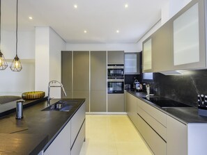 Fridge, microwave, oven, dishwasher