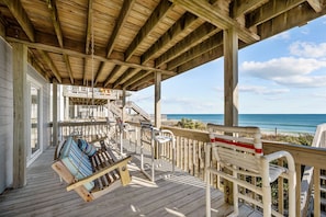 Terrace/patio - Hana Hou #178- Oceanfront Home w/ Private Beach Access, located in Surf City! (Surf City)