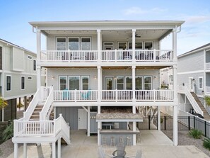 Rear Exterior - Carolina Kai, 7 Bedroom, Second Row w/ Private pool & Elevator (Ocean Isle Beach)