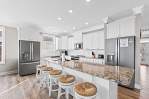 Fridge, microwave, oven, stovetop - Carolina Kai, 7 Bedroom, Second Row w/ Private pool & Elevator (Ocean Isle Beach)