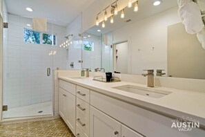 Eco-friendly toiletries, hair dryer, towels, soap