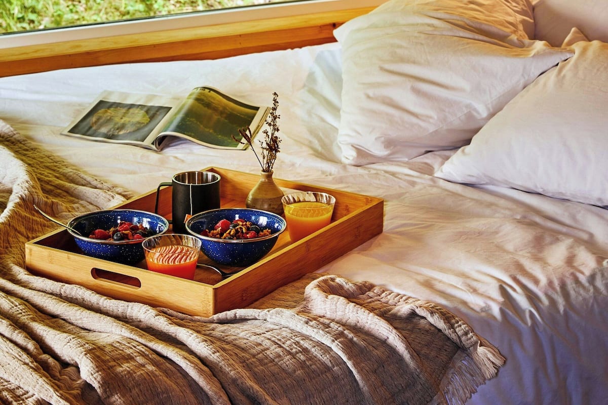 1 bedroom, desk, laptop workspace, bed sheets