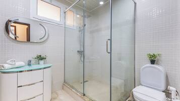 Free toiletries, hair dryer, towels, soap