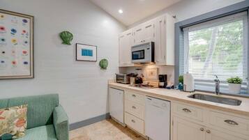 Fridge, microwave, coffee/tea maker