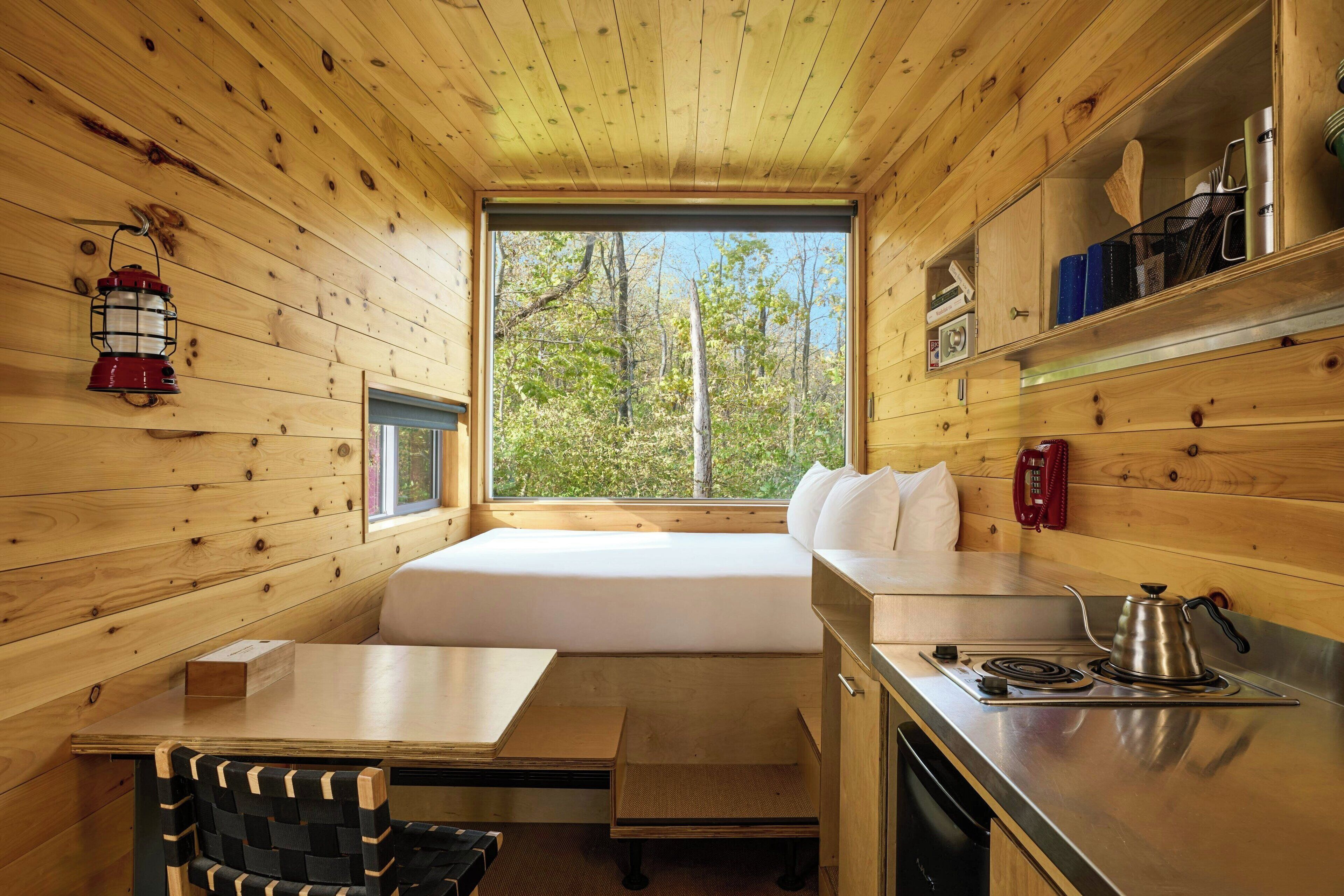 1 bedroom, desk, laptop workspace, bed sheets