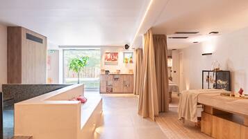 Hot tub, steam room, body treatments, deep-tissue massages
