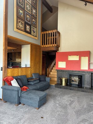 スマートテレビ、暖炉、書庫