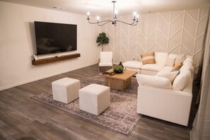 Smart TV, fireplace, video games