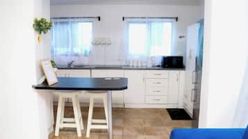 Microwave, oven, blender, cookware/dishes/utensils