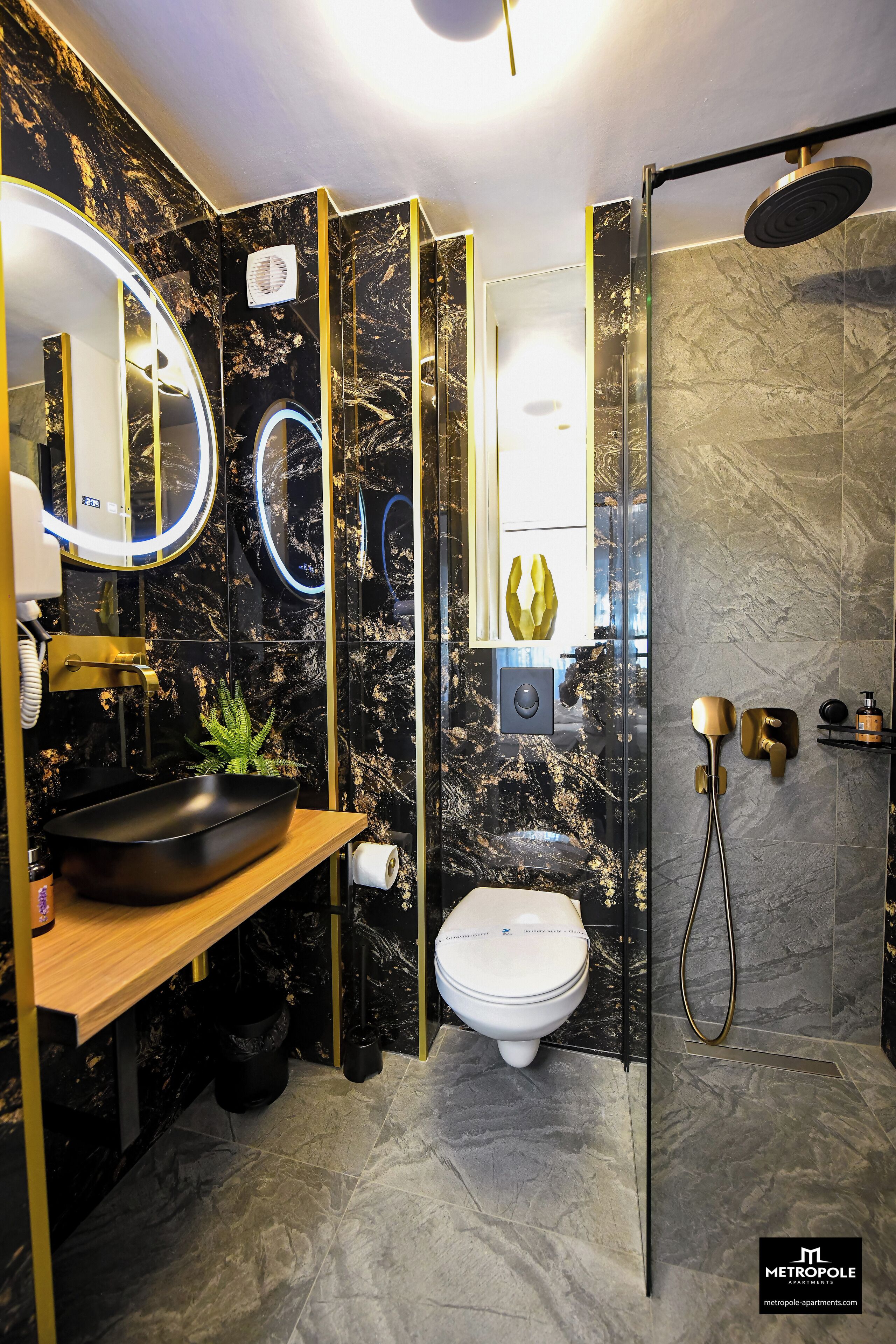 Deluxe Apartment, City View | Bathroom | Shower, hair dryer, towels, soap