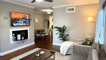 智能电视、壁炉、书、办公室