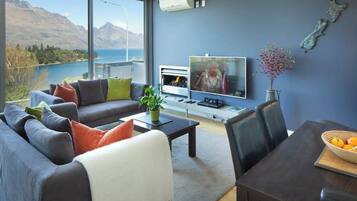 TV, fireplace, offices