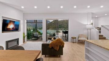 TV, fireplace, offices