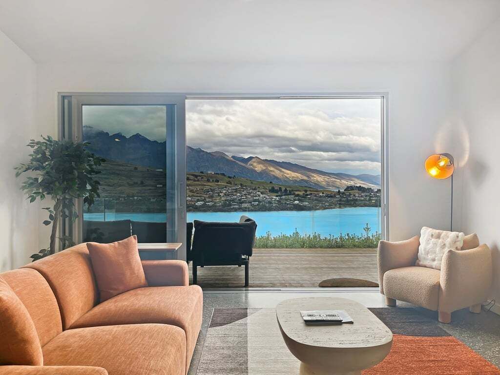 Cozy seating nook with lake outlook