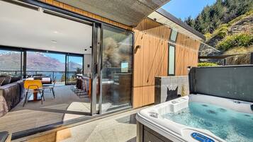 Private spa area flowing directly from the main living space