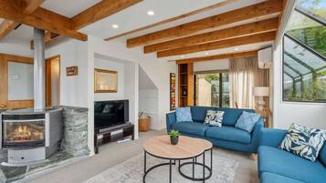 TV, fireplace, offices