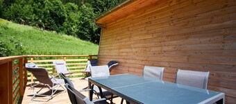 Chalet du Souillet with Mountain View, Private Terrace and Wi-Fi