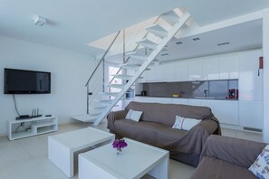 TV, DVD player - Country House 'V196  Villa Brisa' with Sea View, Wi-Fi and Air Conditioning (San Jaime Mediterráneo)