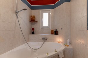 Douche, séchoir à cheveux, serviettes fournies